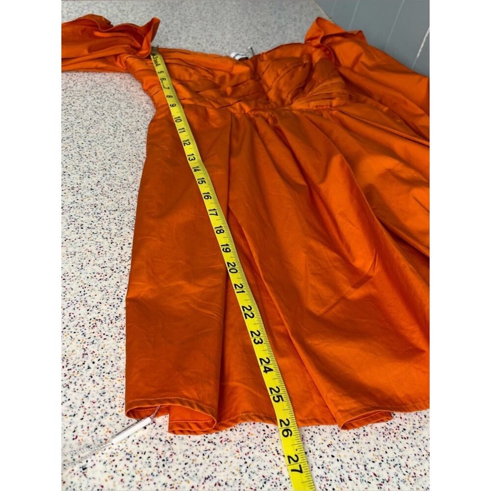 Self-Portrait NWT Burnt Orange Off The Shoulder Ruched Mini Dress Womens Size 4 - Picture 14 of 14